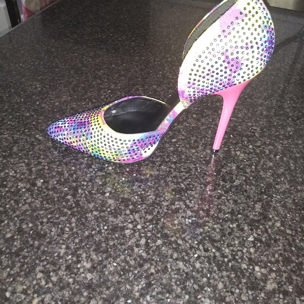 Multi colored rhinestone heels. - Picture 3 of 4